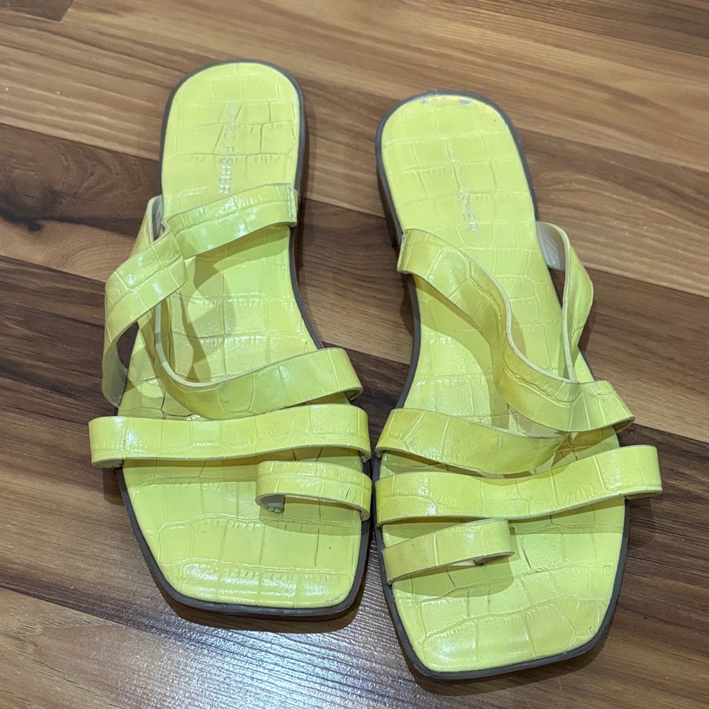 Marc Fisher Yellow Multi-Strap Slide Sandals